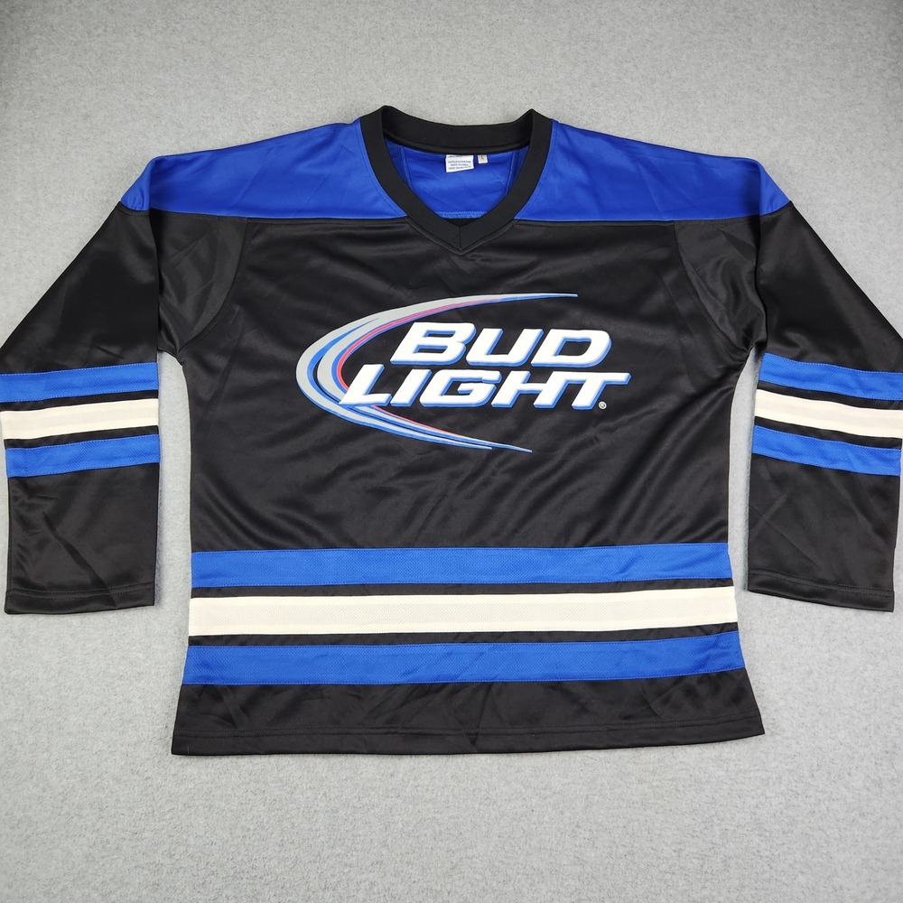 Bud Light Beer Budweiser Anheuser-Busch‎ St Louis Hockey Jersey Mens Large Black
